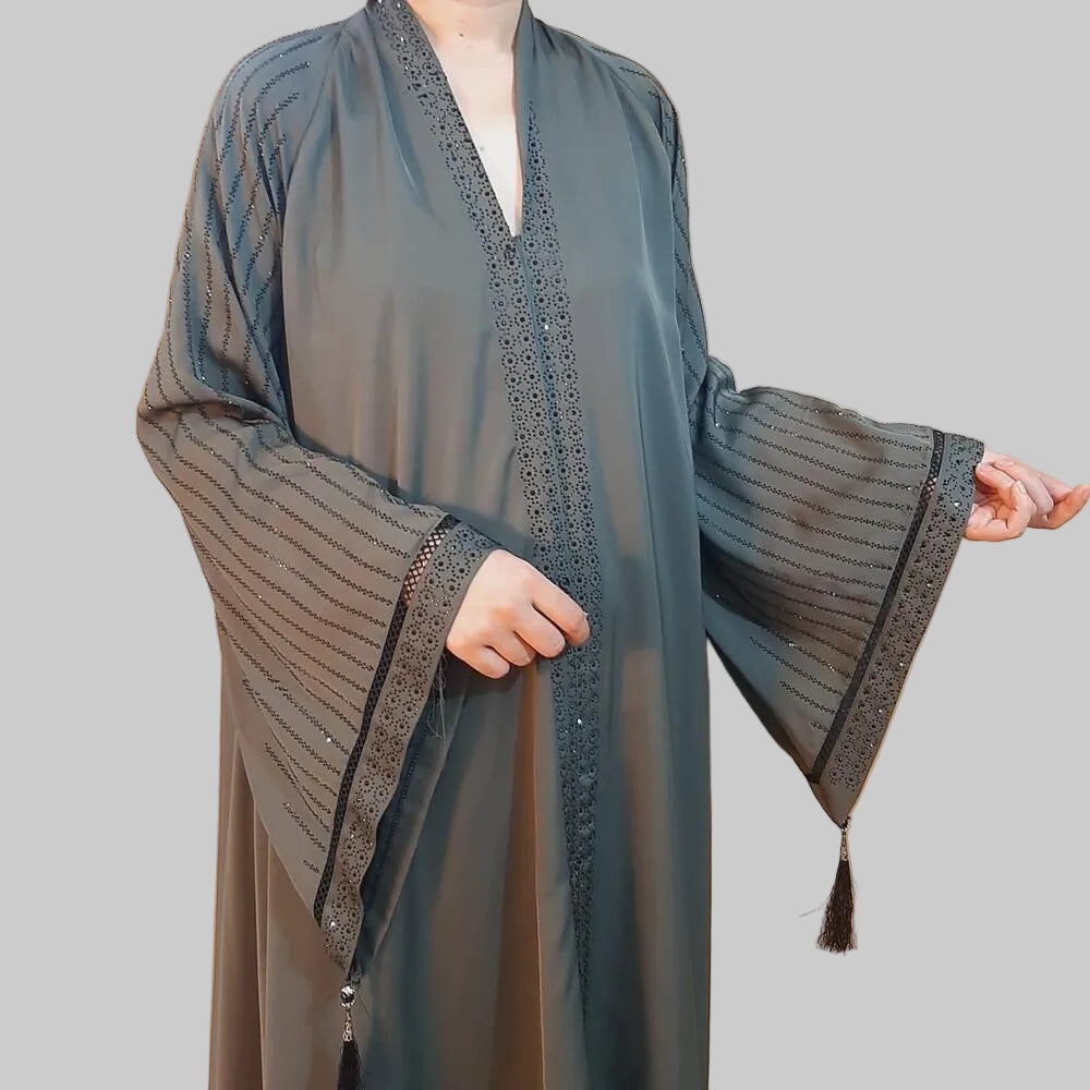 Beaded - Nidah Abaya - Green - BGA26