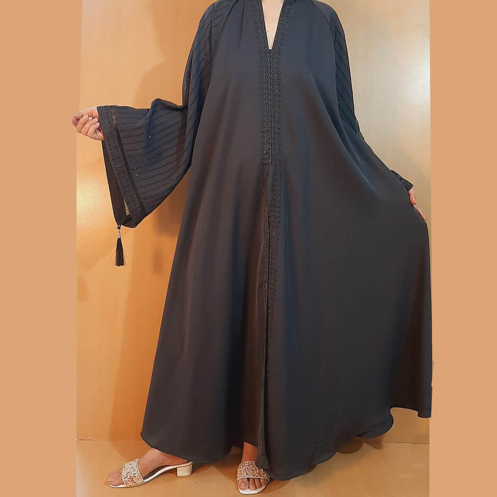 Beaded - Nidah Abaya - Grey - BGA25