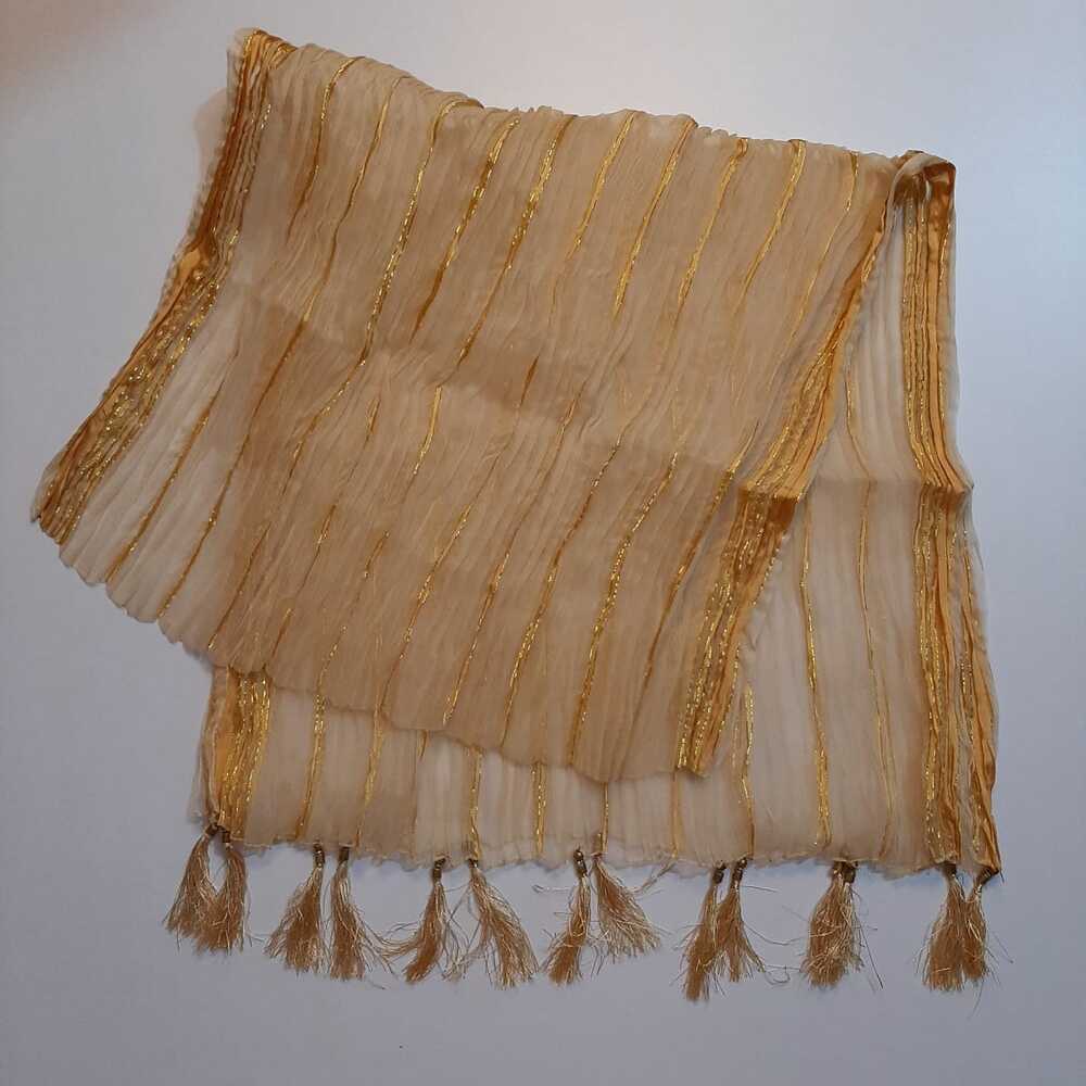 Organza Crush Dupatta With Bottom Large Ball Tassels - ZD195