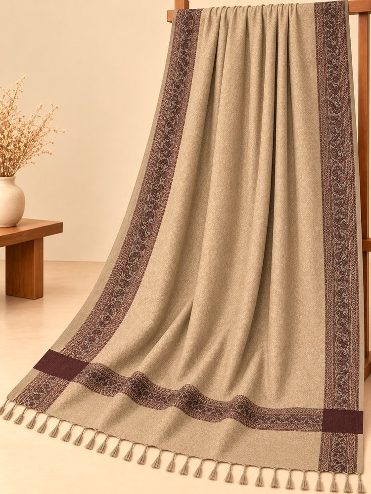Beige winter shawl for women with a classic design for stylish winter wear