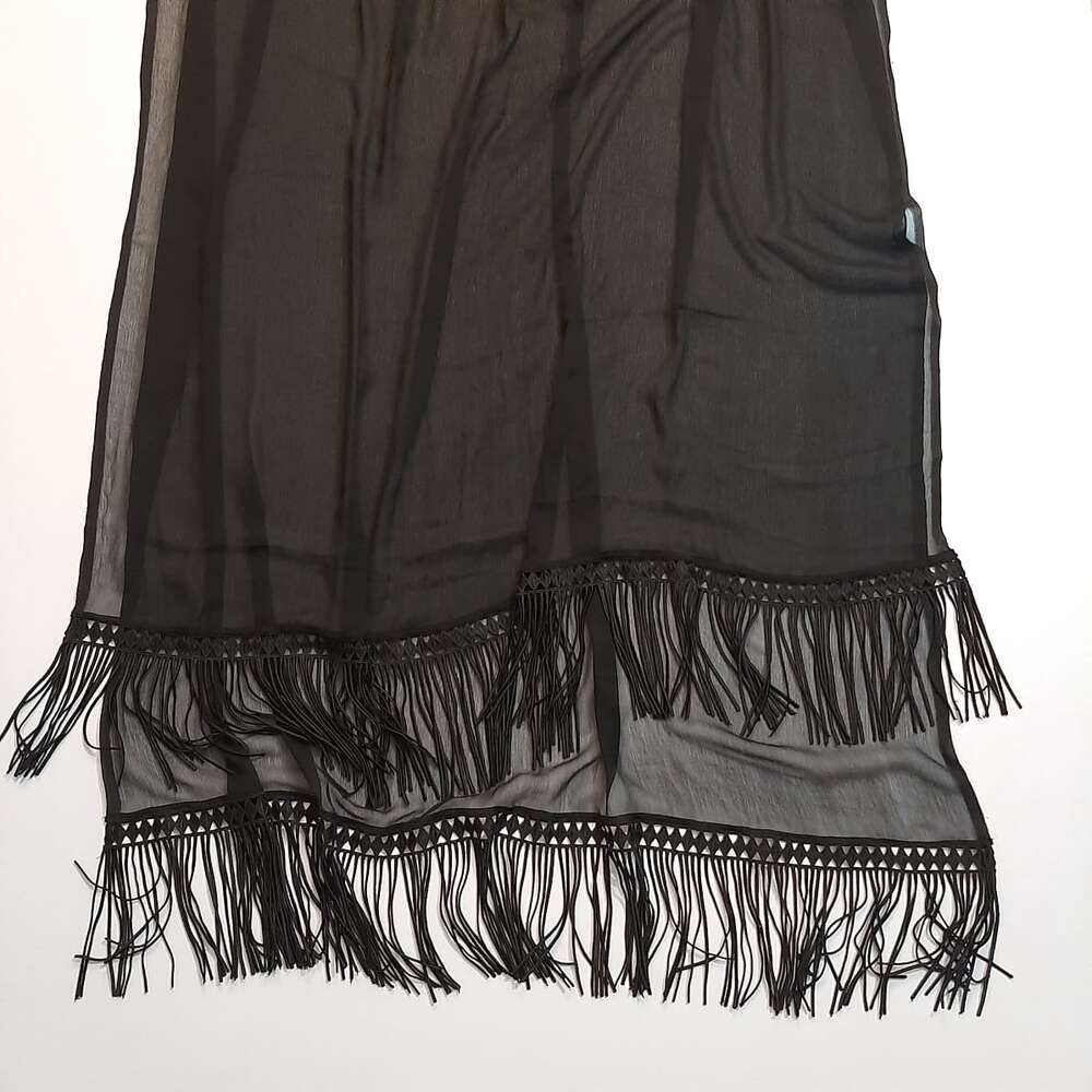Chiffon Dupatta With Bottom Lace - Black