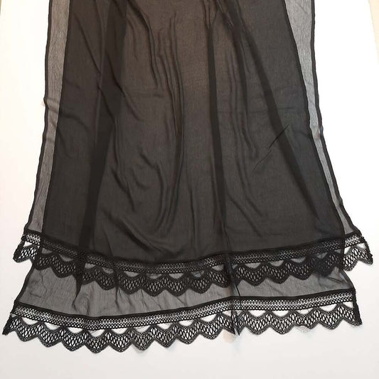 Chiffon Dupatta With Bottom Lace - Black