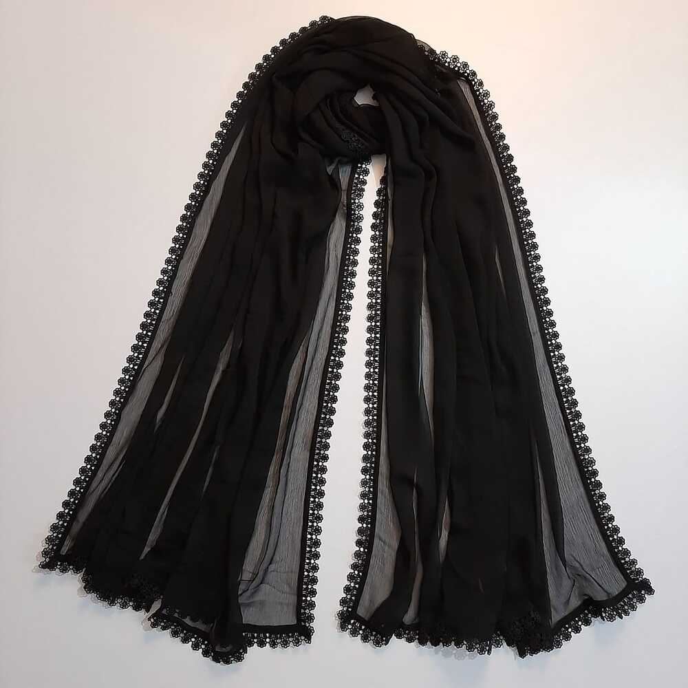 Chiffon Dupatta With 4 Sided Lace – Black