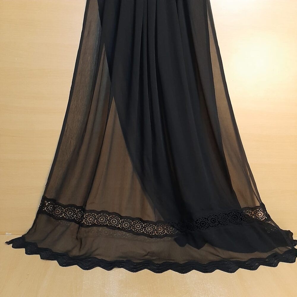Laces Embellished Chiffon Dupatta - Black
