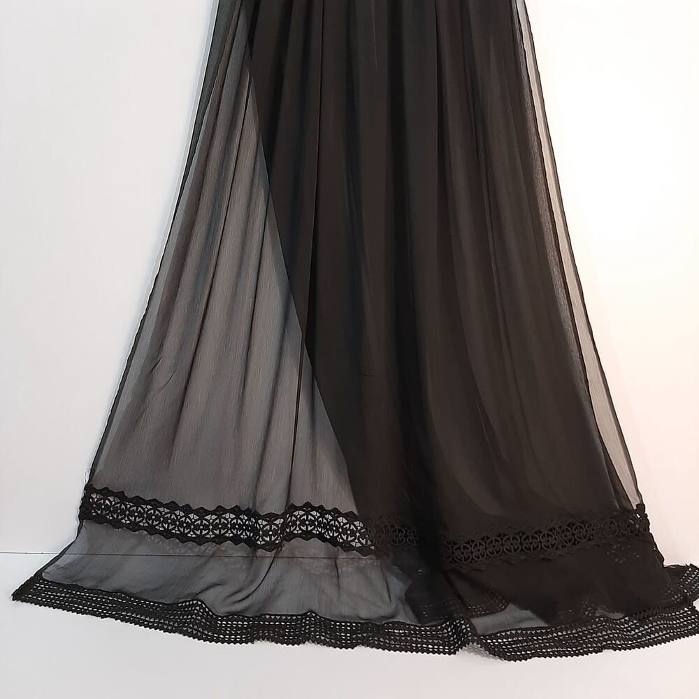 Laces Embellished Chiffon Dupatta - Black