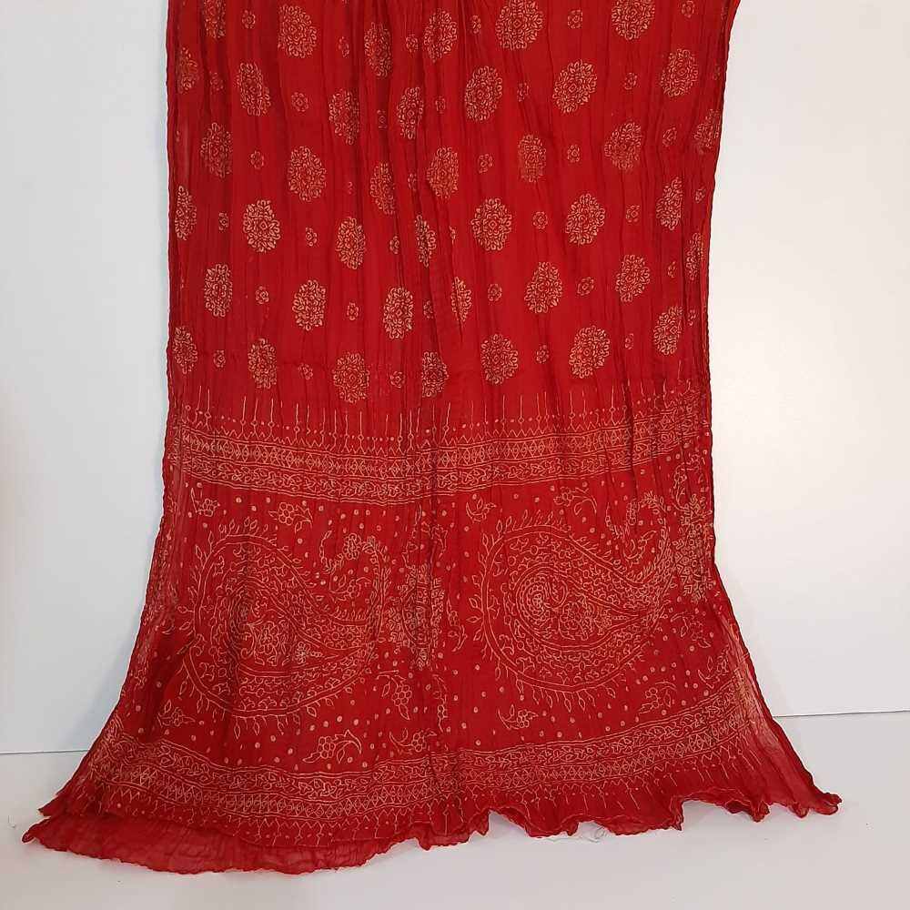 block print chiffon dupatta red