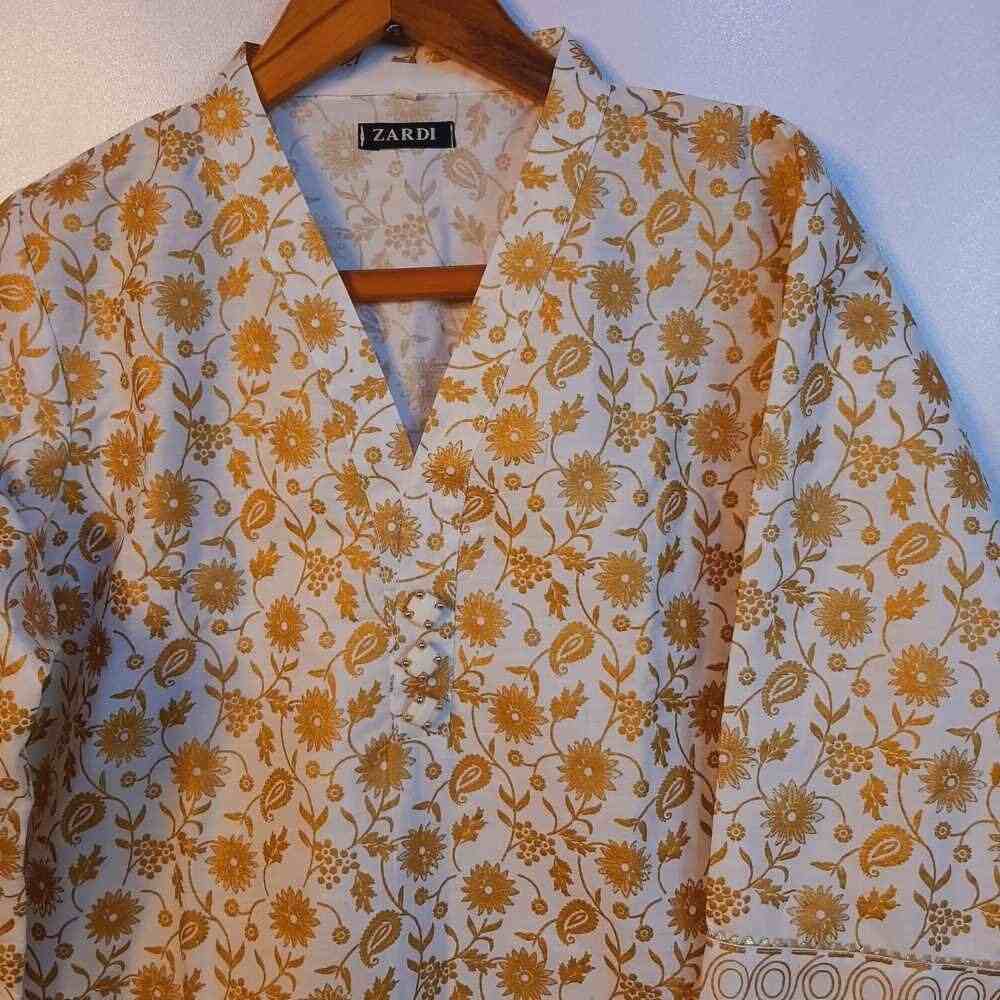 block print cotton kurti white