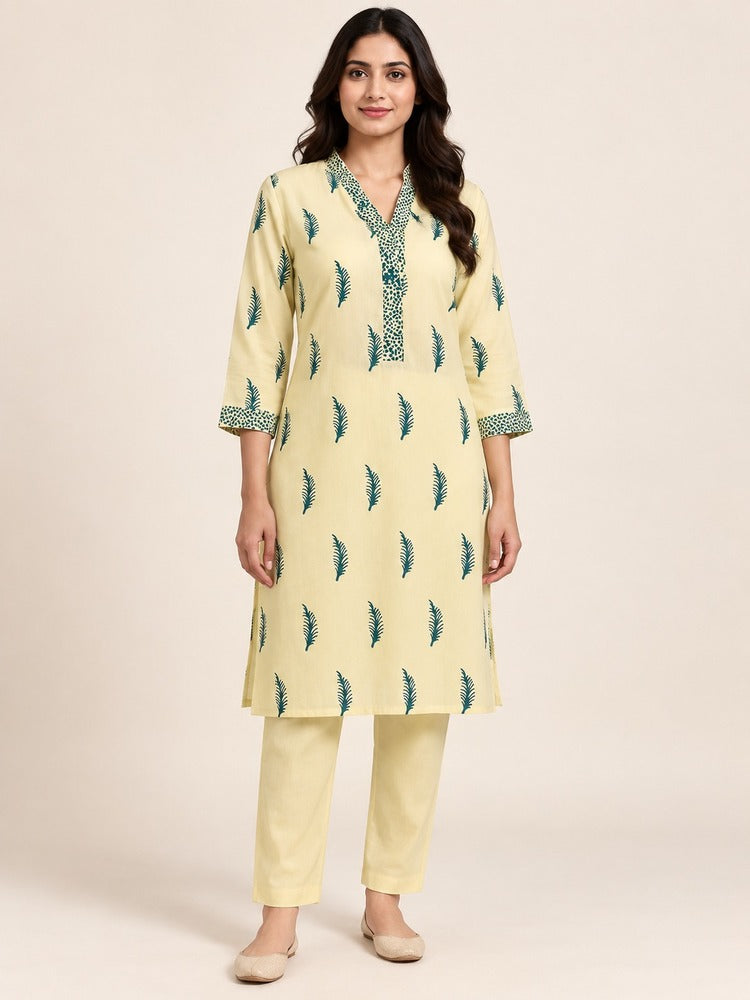 Block Print Top For Women - Yellow - BGK22