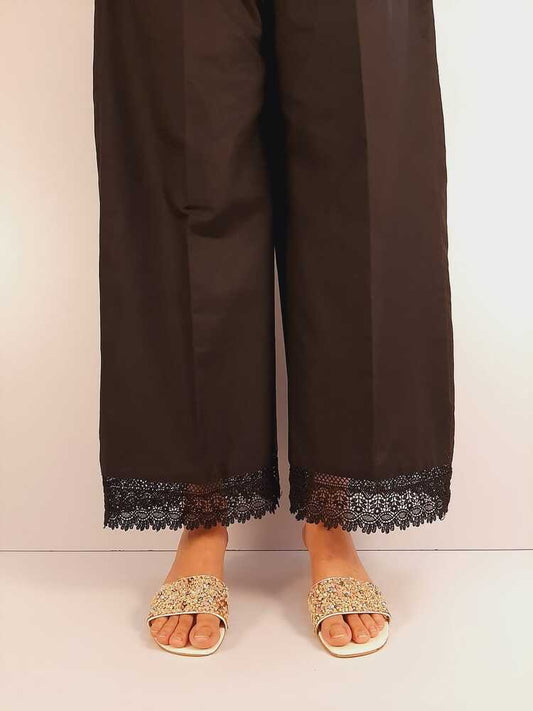 Bottom Lace cotton Palazo - Black - ZT312