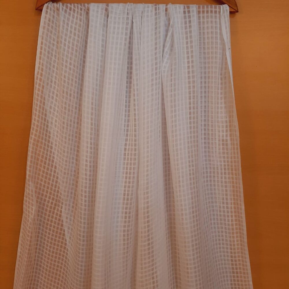 Check Chiffon Dupatta - White - ZD622