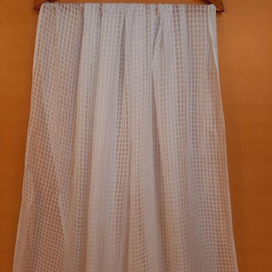 Check Chiffon Dupatta - White - ZD622