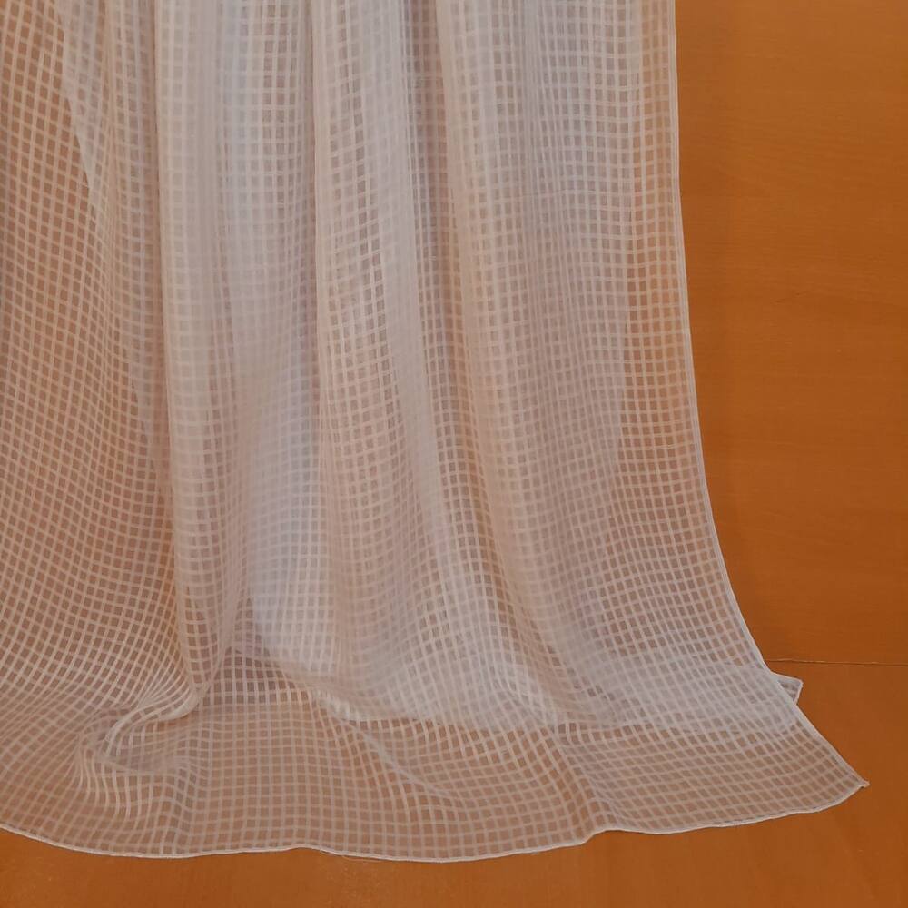 Check Chiffon Dupatta - White - ZD622