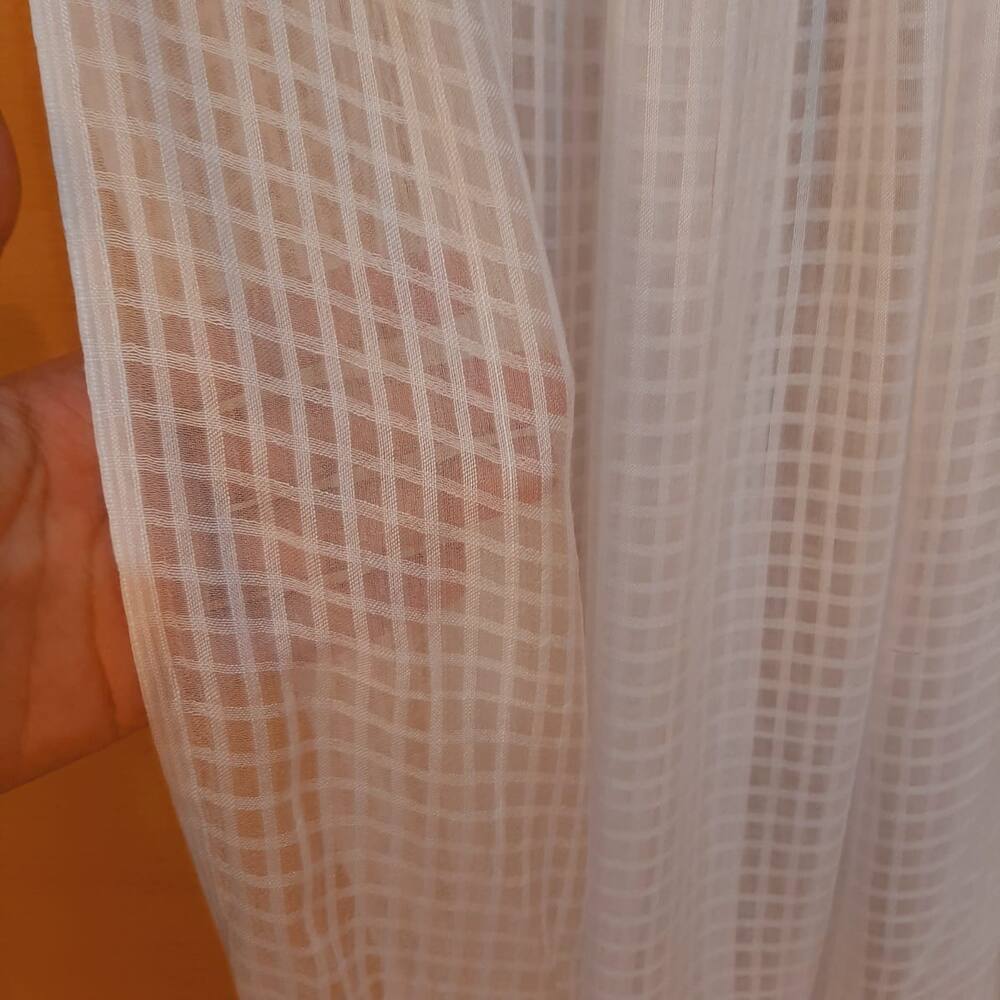 Check Chiffon Dupatta - White - ZD622