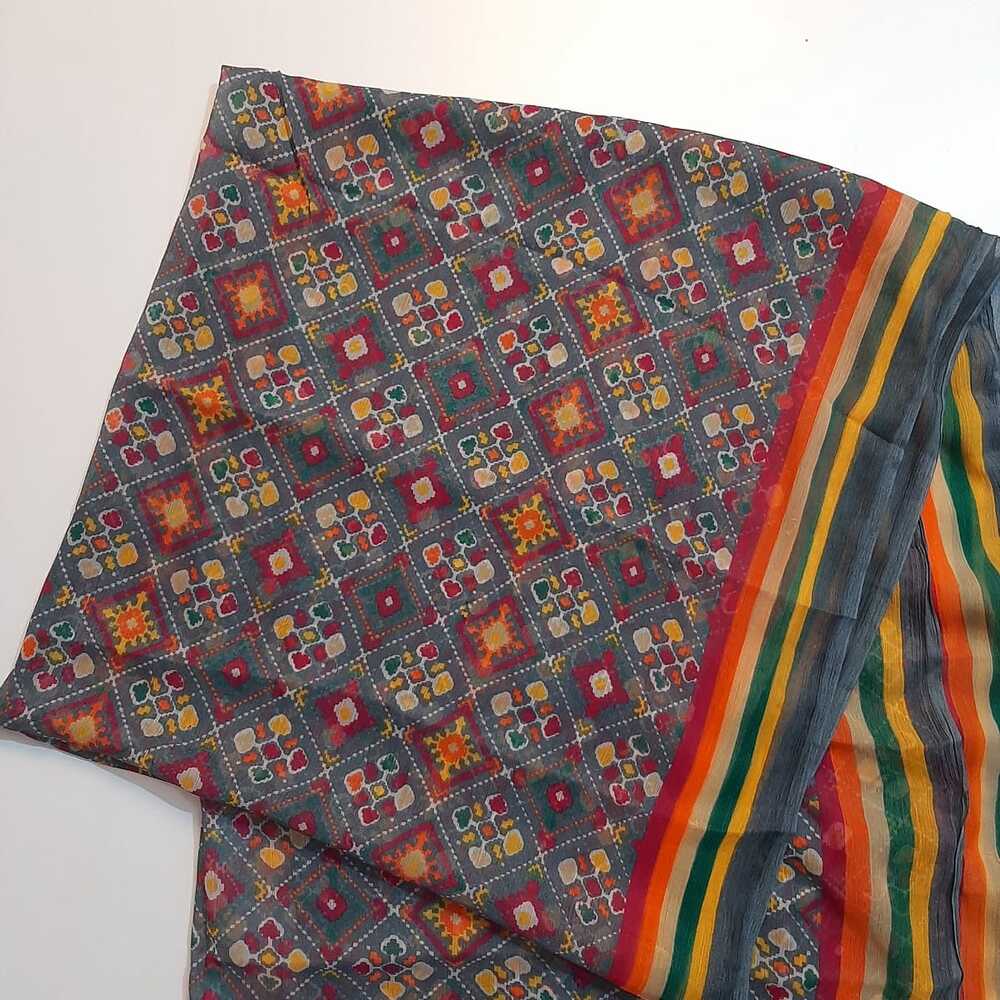 Check Printed Chiffon Dupatta - ZD153