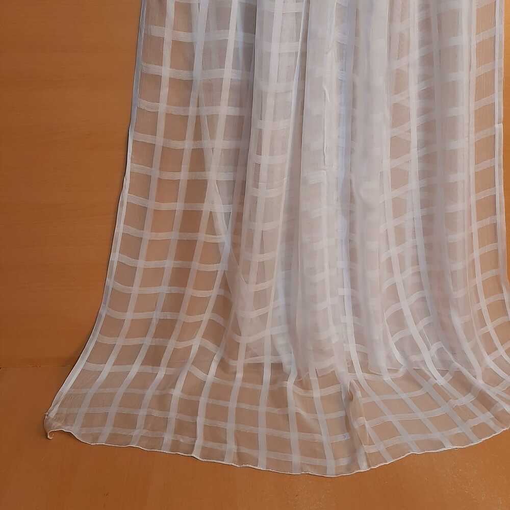 Checked chiffon dupatta - White - ZD58
