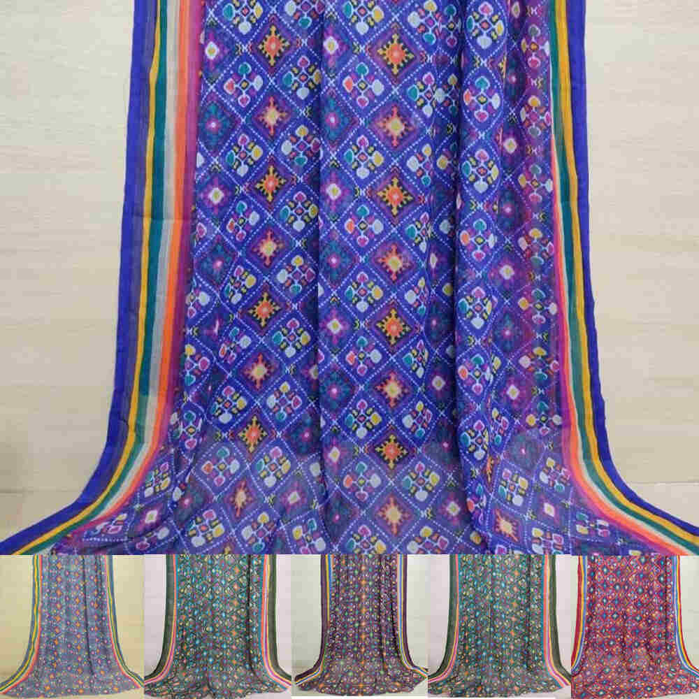 Check Printed Chiffon Dupatta - ZD153