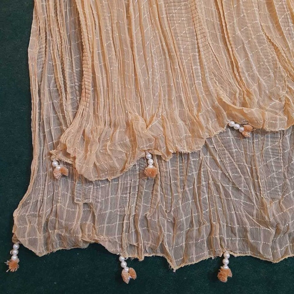 Chiffon Crush Dupatta With Bottom Tassels - ZD1241