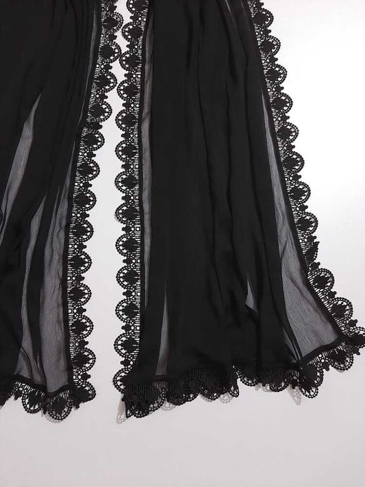 Chiffon Dupatta With 4 Sided Lace – Black - ZD23