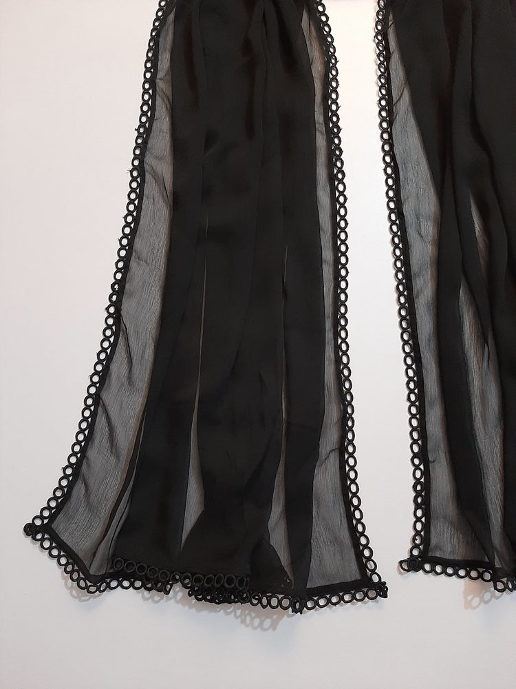 Chiffon dupatta With 4 Sided Lace - Black - ZD835