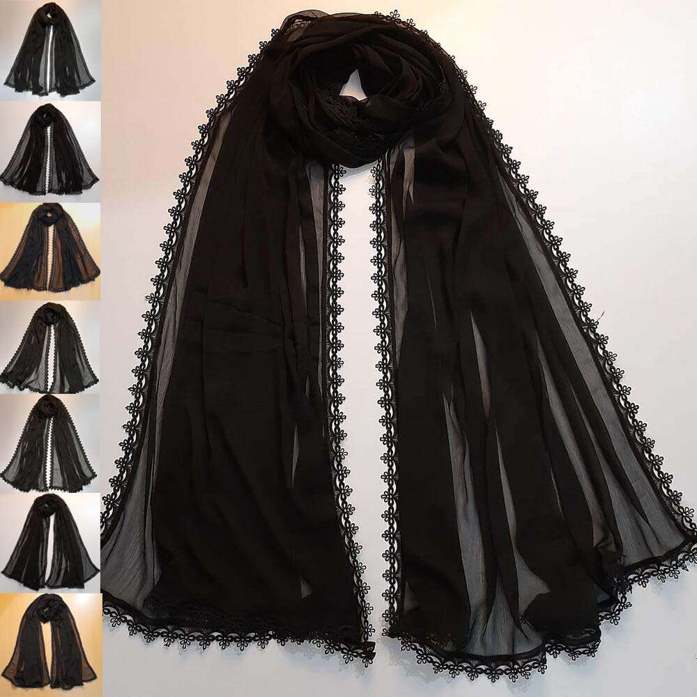 Chiffon Dupatta With 4 Sided Lace – Black