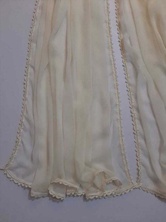 Chiffon dupatta With 4 Sided Lace - Cream - ZD808