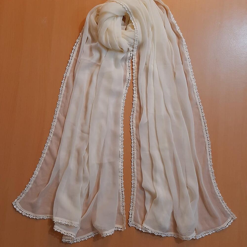 Colored chiffon dupatta With 4 Sided Lace - ZD739