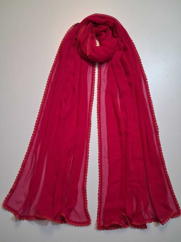 Colored chiffon dupatta With 4 Sided Lace - ZD739