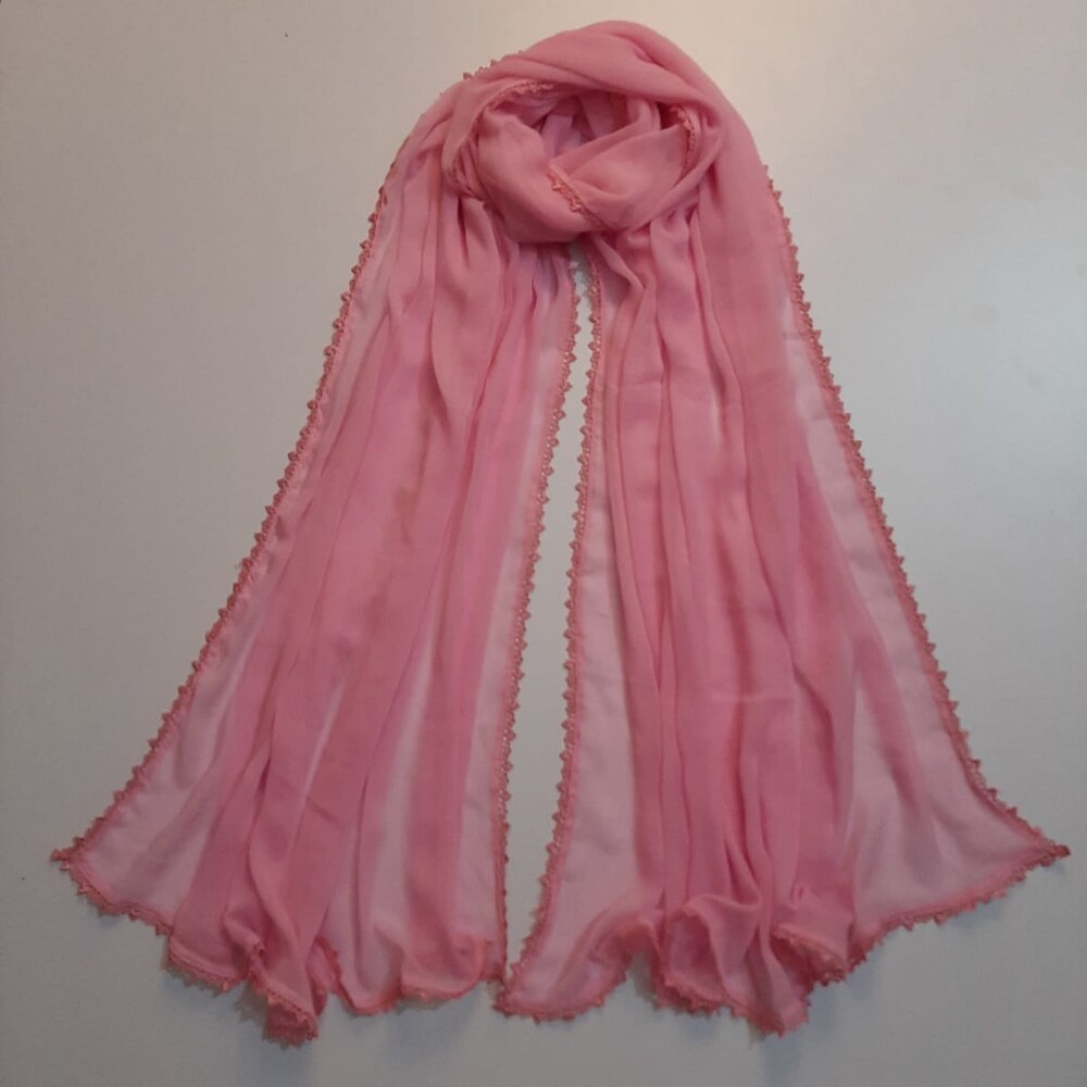 Colored chiffon dupatta With 4 Sided Lace - ZD739
