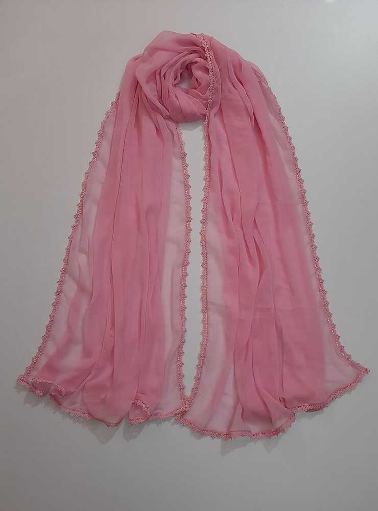 Colored chiffon dupatta With 4 Sided Lace - ZD739