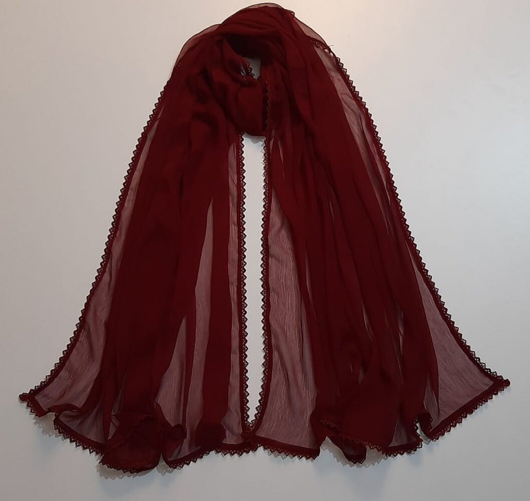 Colored chiffon dupatta With 4 Sided Lace - ZD739