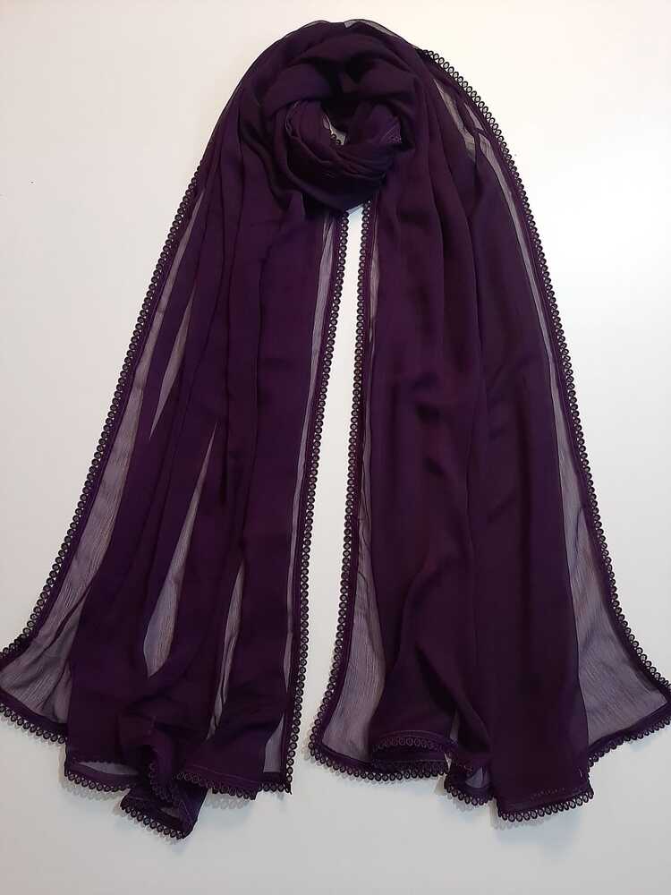 Colored chiffon dupatta With 4 Sided Lace - ZD739