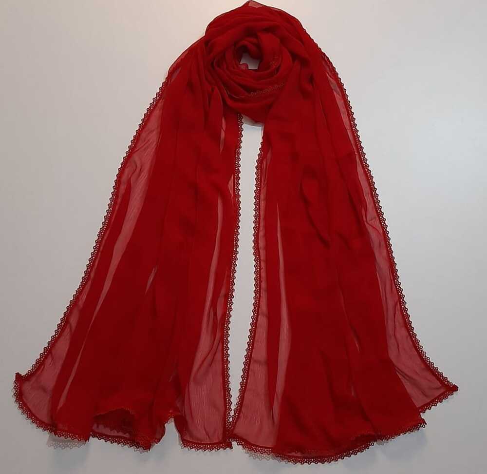 Colored chiffon dupatta With 4 Sided Lace - ZD739