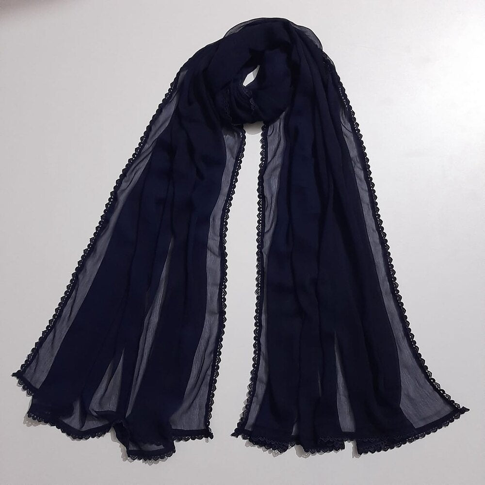 Colored chiffon dupatta With 4 Sided Lace - ZD739