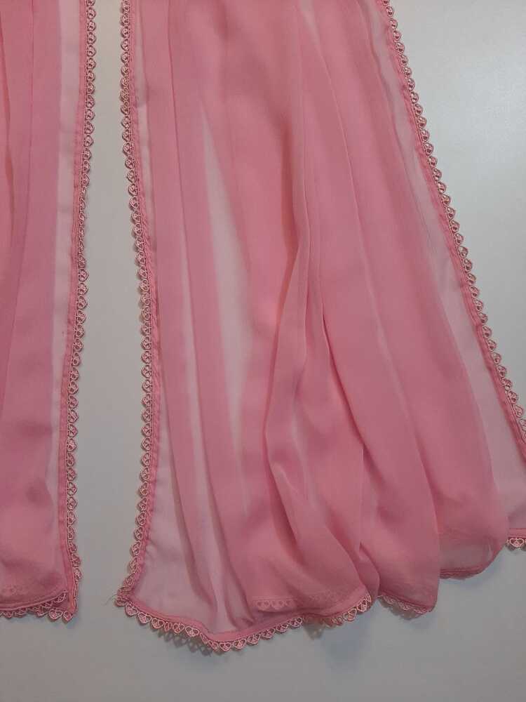 Chiffon dupatta With 4 Sided Lace - Pink - ZD808