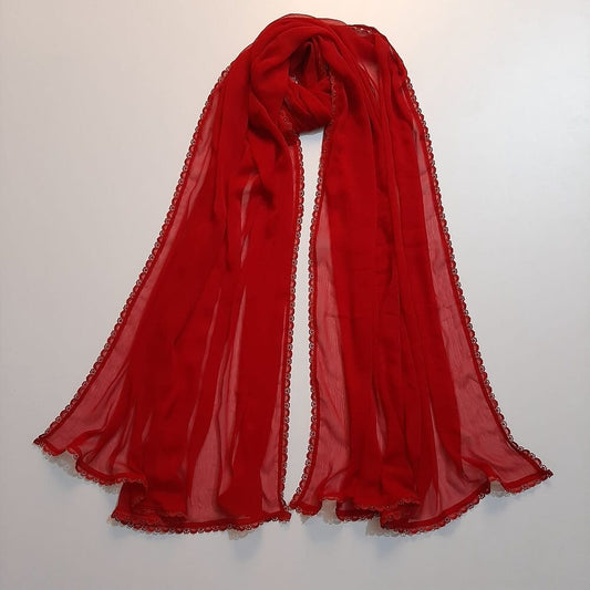 Colored chiffon dupatta With 4 Sided Lace - ZD739