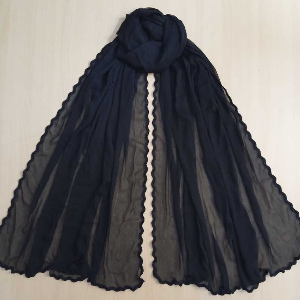 chiffon dupatta with 4 sided wave black
