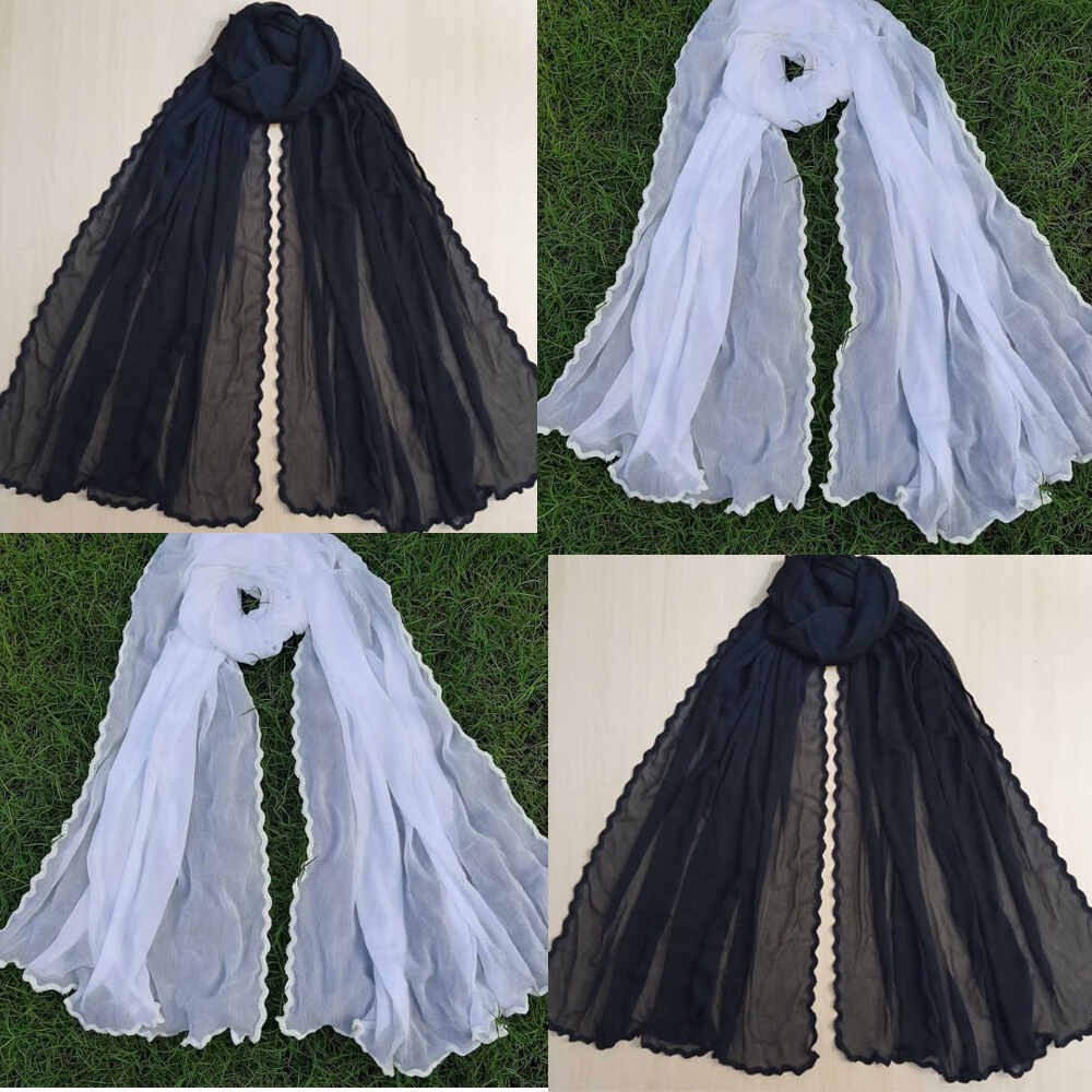 chiffon dupatta with 4 sided wave black