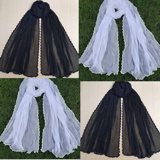 chiffon dupatta with 4 sided wave black