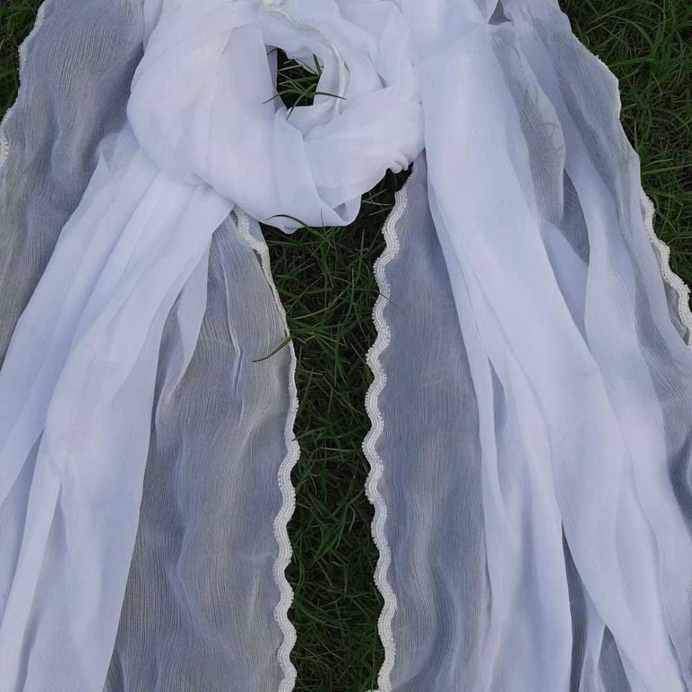 Chiffon Dupatta With 4 Sided Waves Thread Work - BGD01