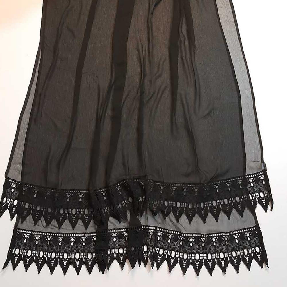 Chiffon Dupatta With Bottom Lace - Black