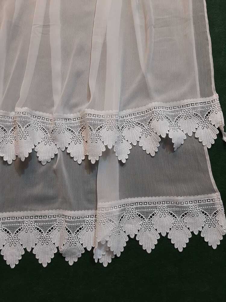 Chiffon Dupatta With Bottom Lace - White - ZD1112