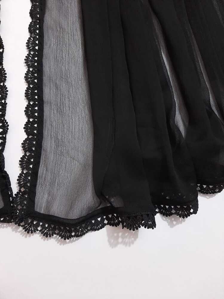 Chiffon Dupatta With 4 Sided Lace – Black