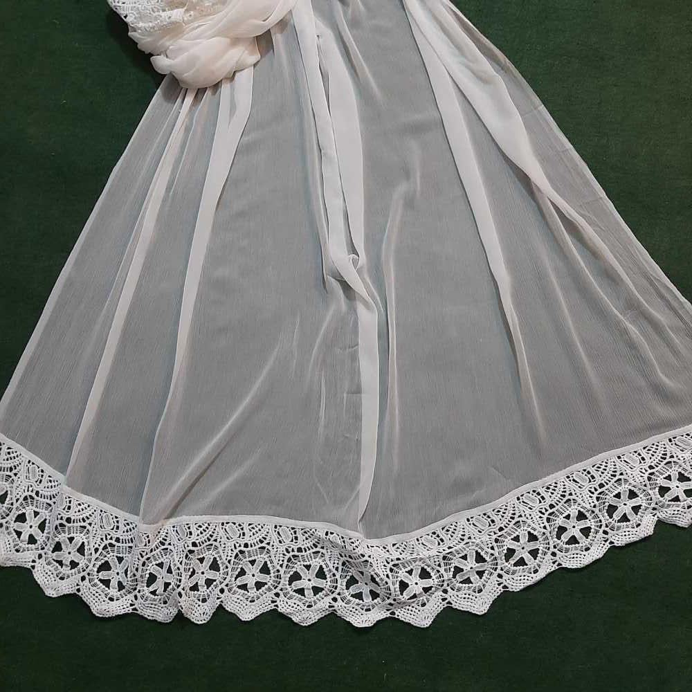 Chiffon Dupatta With Bottom Lace Dyeable - White