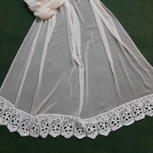 Chiffon Dupatta With Bottom Lace Dyeable - White