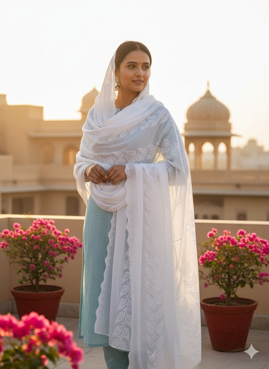 Embroided – Chikankari Summer Shawl / Chaddar - Lawn