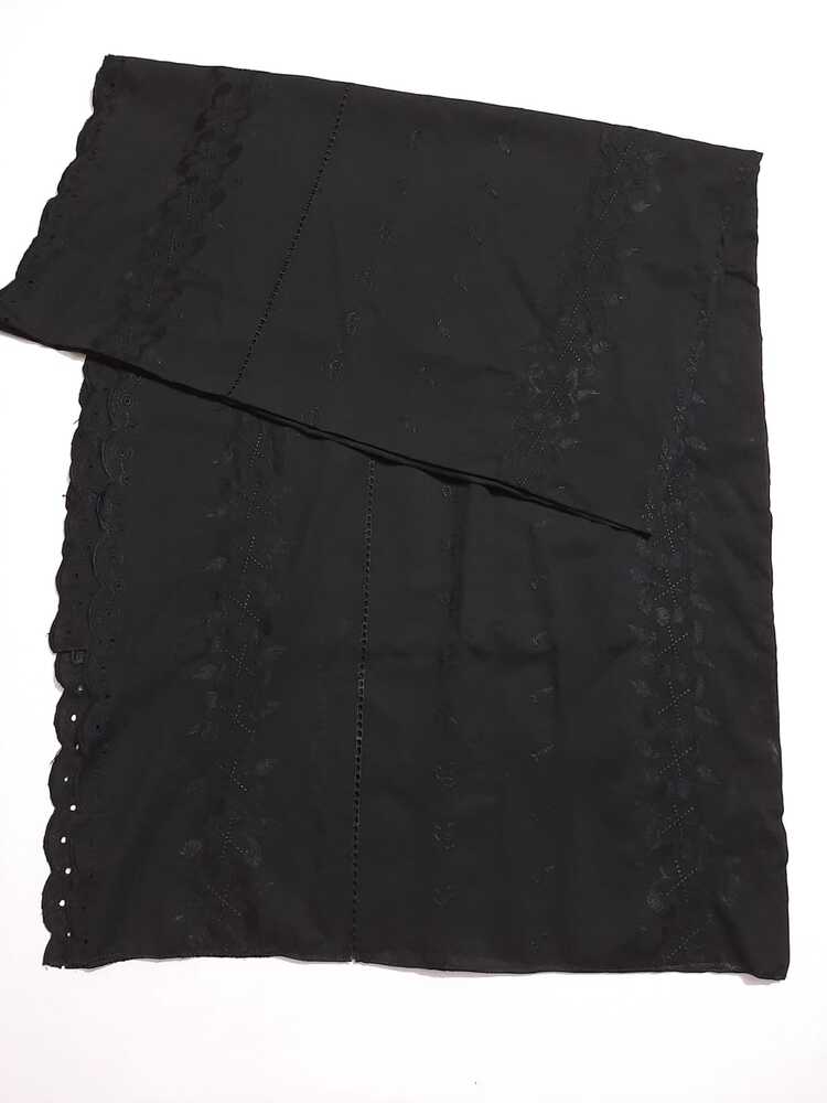 Chikankari Embroided Lawn Shawl - Black
