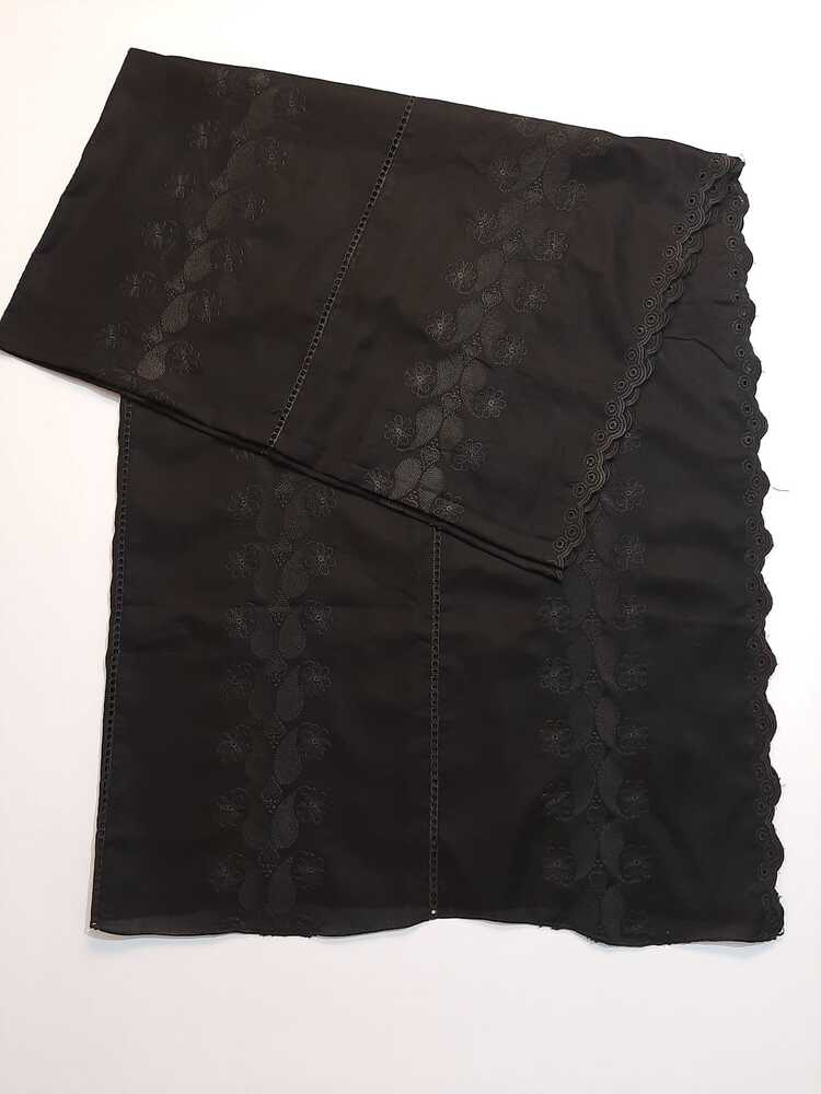 Chikankari Embroided Lawn Shawl - Black
