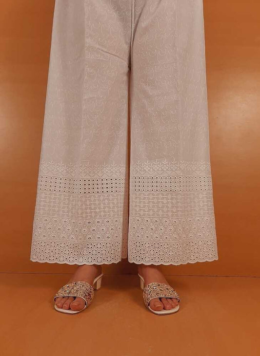 Chikankari Palazzo - White - ZT300