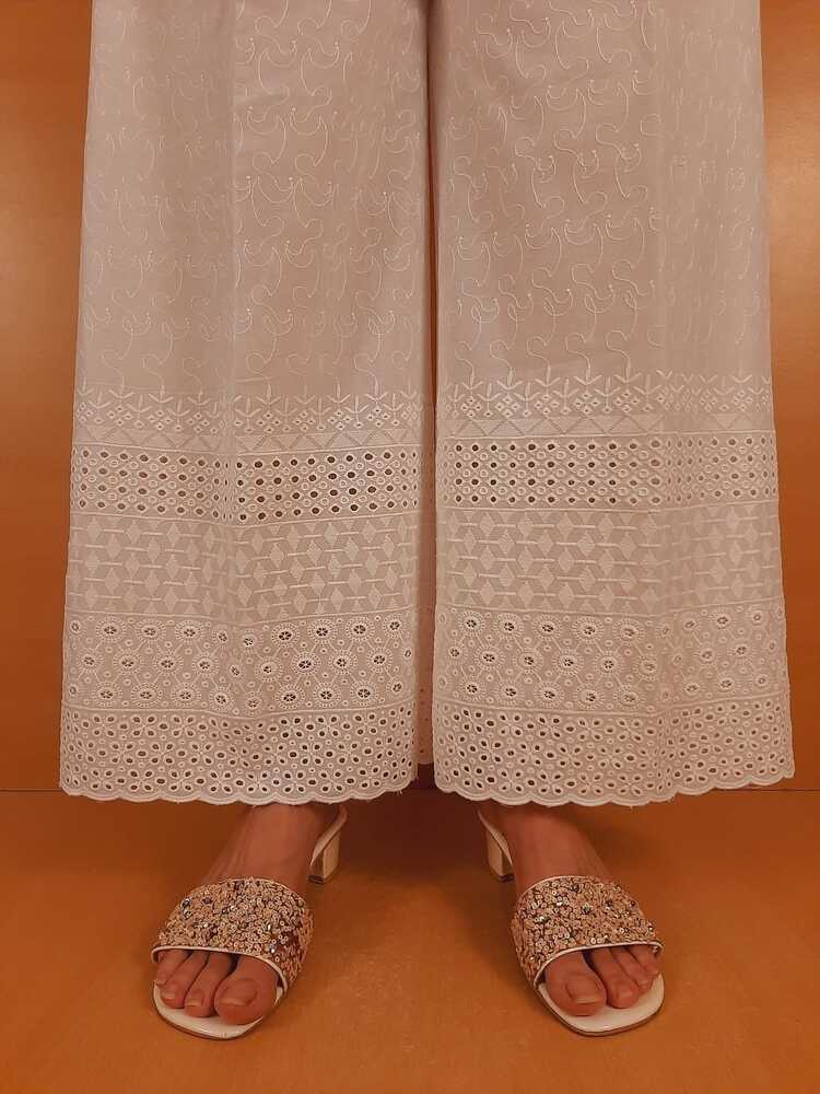 Chikankari Palazzo - White - ZT300