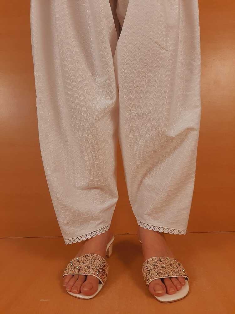 Chikankari Shalwar - White - ZSL15